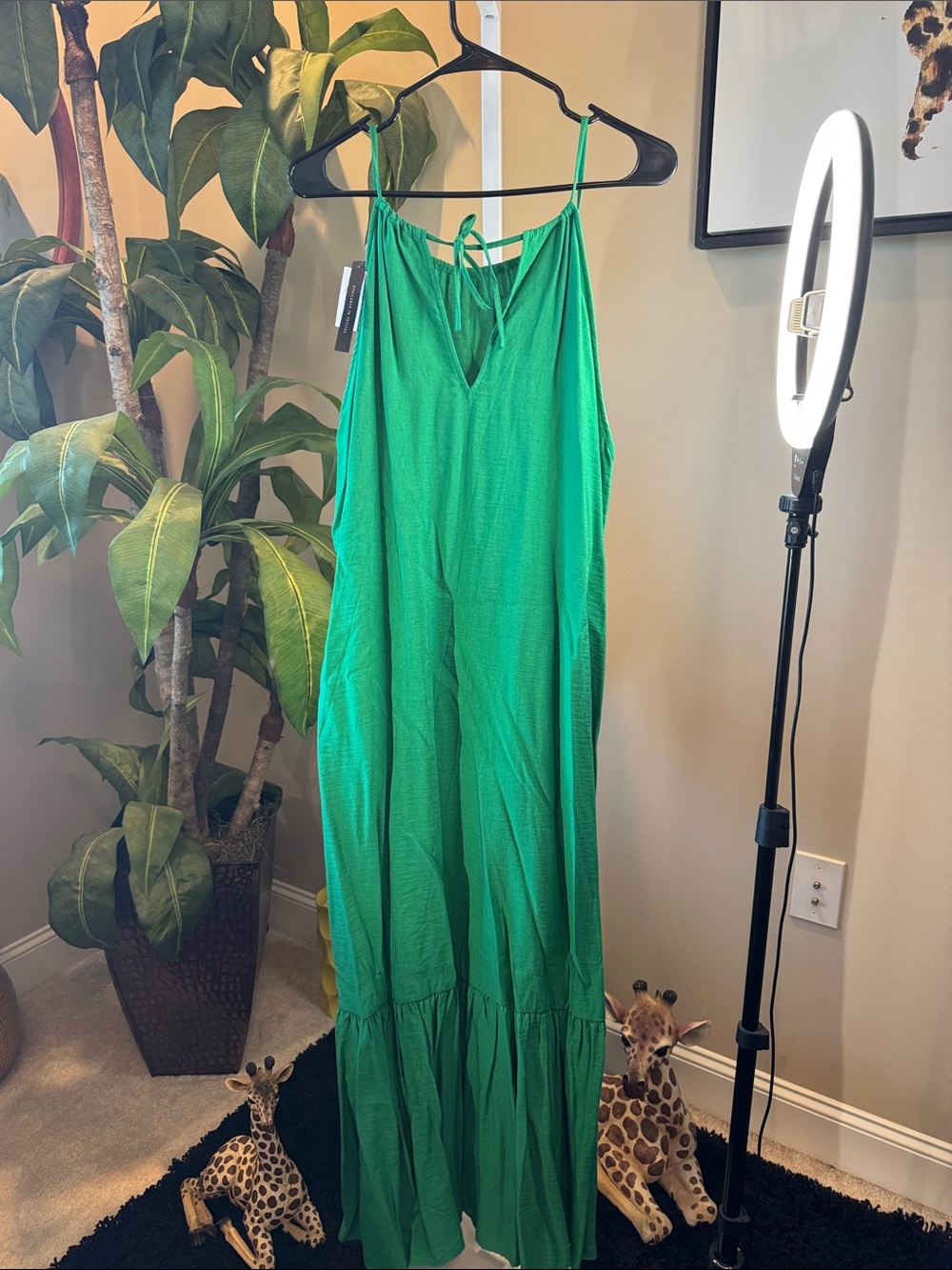 Green Sleeveless Tie-Back Maxi Dress size 14